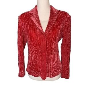 Great Cavalier Crushed Velvet Holiday Blazer Pink Women Size Small